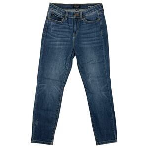 Judy Blue Jeans Womens Size 7 28 Mid Rise Dark Wash Relaxed Fit Distressed